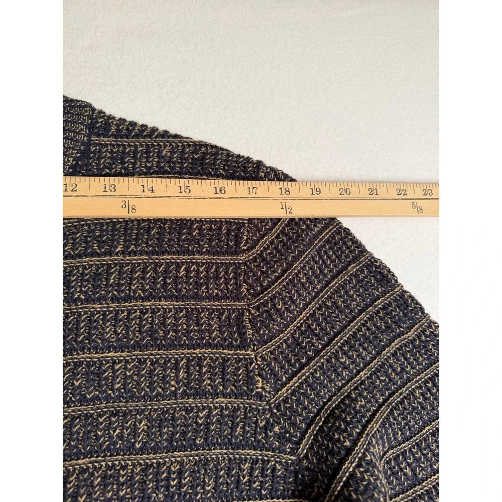 Goodfellow & Co Mens Navy Blue Tan Striped Knit Sweater Medium VN2004856